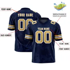 Navy Old Gold-White Graffiti Line Authentic Football Jersey 2