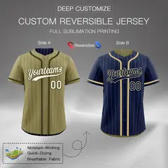 Navy Olive Striped Reversible Baseball Jersey Game Day 2