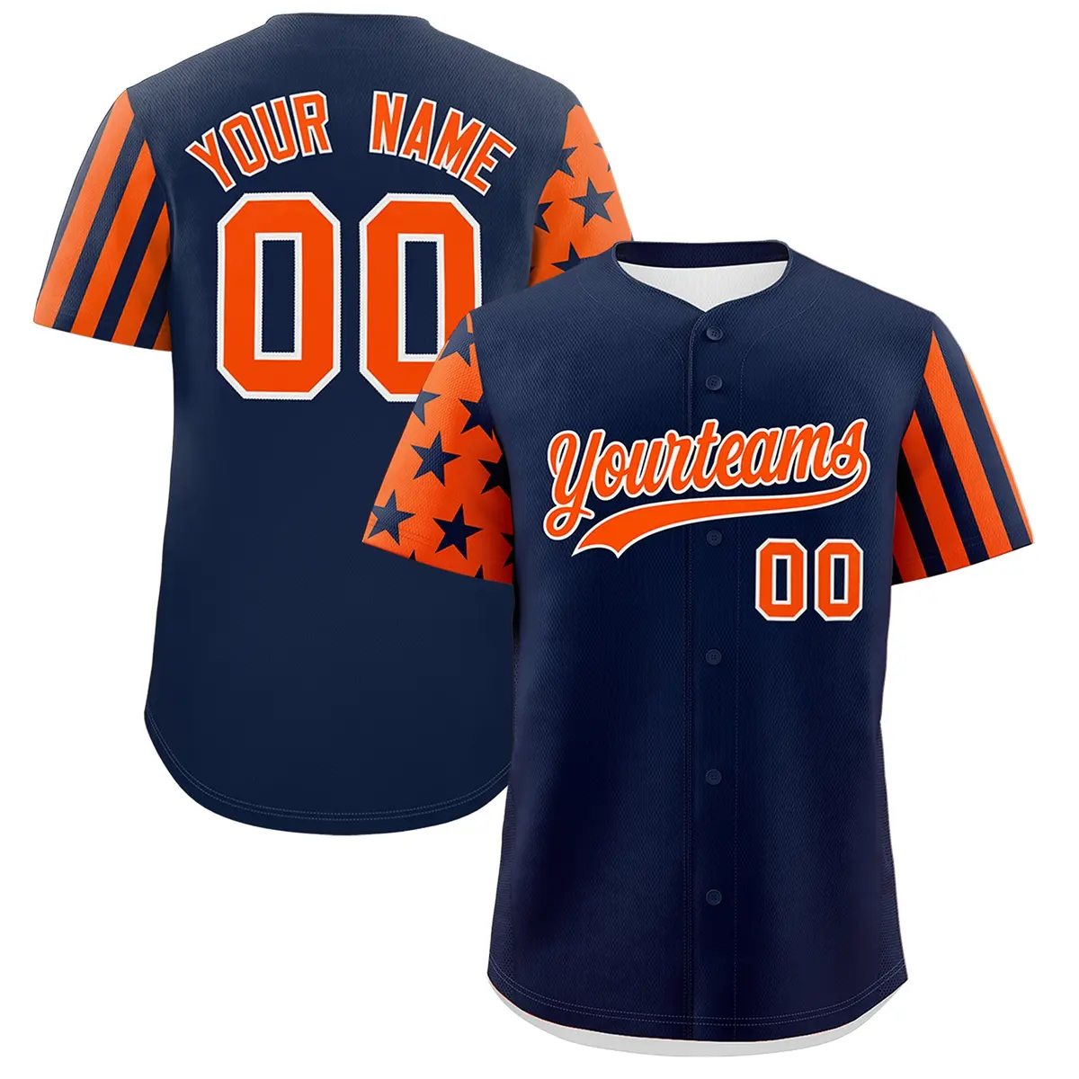 Navy Orange American Flag Raglan Baseball Jersey