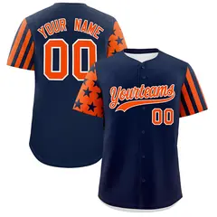 Navy Orange American Flag Raglan Baseball Jersey 1