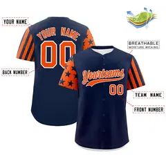Navy Orange American Flag Raglan Baseball Jersey 2