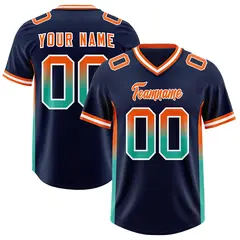 Navy Orange and Bright Green Gradient Sides Football Jersey
