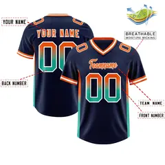Navy Orange and Bright Green Gradient Sides Football Jersey 2
