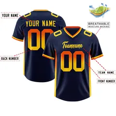 Navy Orange and Gold Sides Gradient Fashion Football Jersey 2