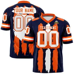 Navy Orange and White Graffiti Flag Football Jersey 1