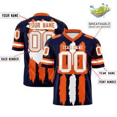 Navy Orange and White Graffiti Flag Football Jersey 2
