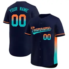 Navy Orange-Aqua Gradient Side Baseball Jersey 1