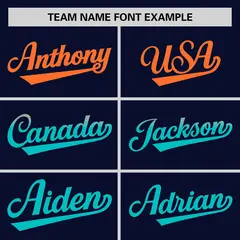 Navy Orange-Aqua Gradient Side Baseball Jersey 3