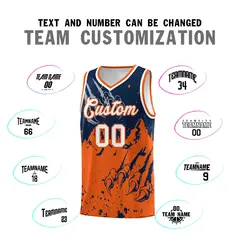 Navy Orange Beast Pattern Sports Basketball Jersey 4
