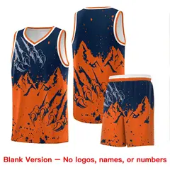 Navy Orange Beast Pattern Sports Basketball Jersey 7