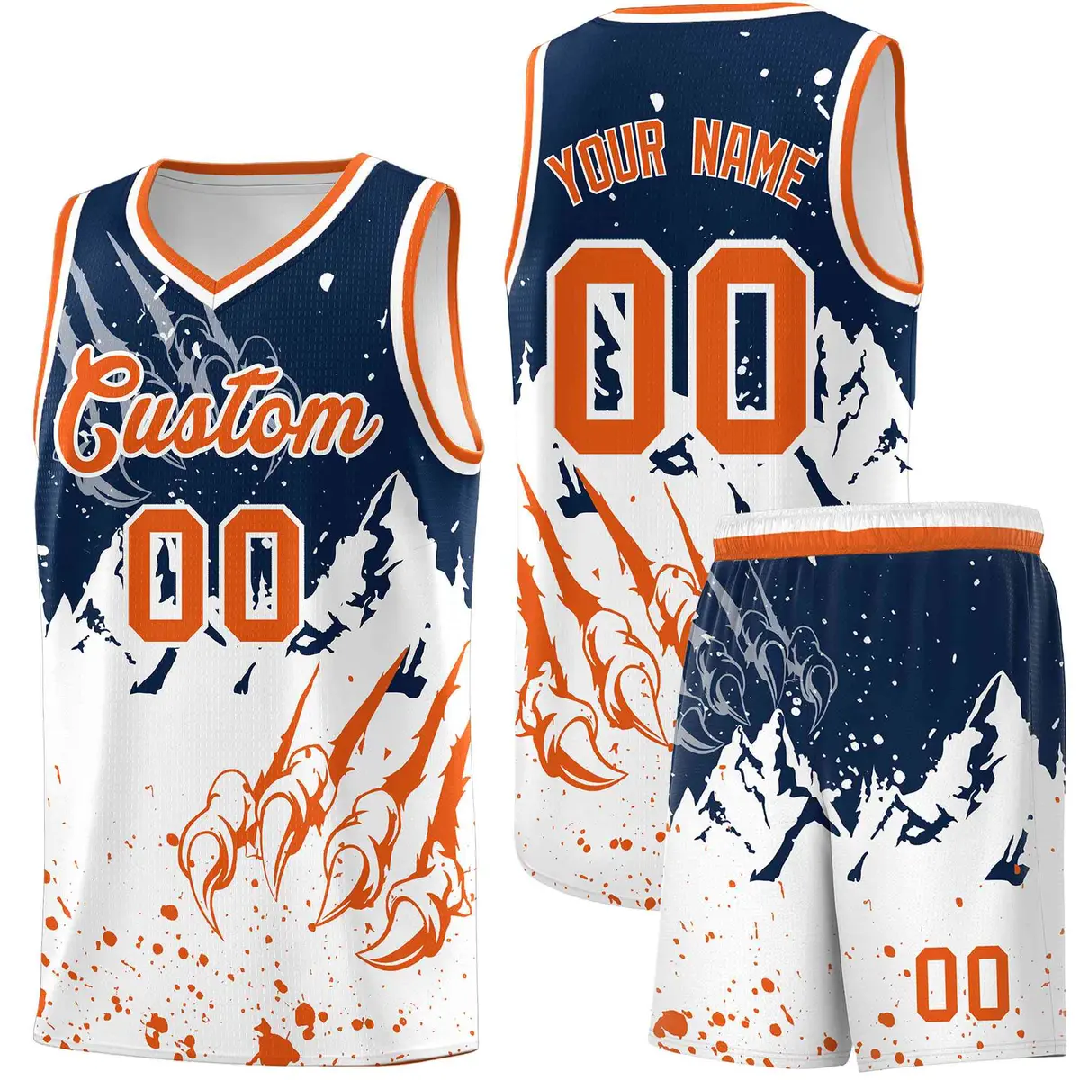 Navy Orange Beast Pattern Sports Basketball Jersey
