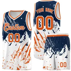 Navy Orange Beast Pattern Sports Basketball Jersey