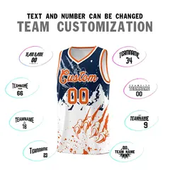 Navy Orange Beast Pattern Sports Basketball Jersey 4