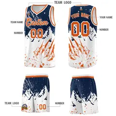 Navy Orange Beast Pattern Sports Basketball Jersey 5