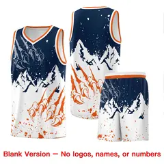 Navy Orange Beast Pattern Sports Basketball Jersey 7