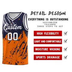 Navy Orange Beast Pattern Sports Basketball Jersey 2