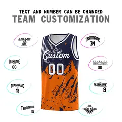 Navy Orange Beast Pattern Sports Basketball Jersey 4