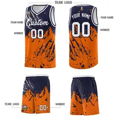 Navy Orange Beast Pattern Sports Basketball Jersey 5