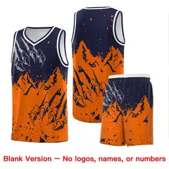 Navy Orange Beast Pattern Sports Basketball Jersey 7