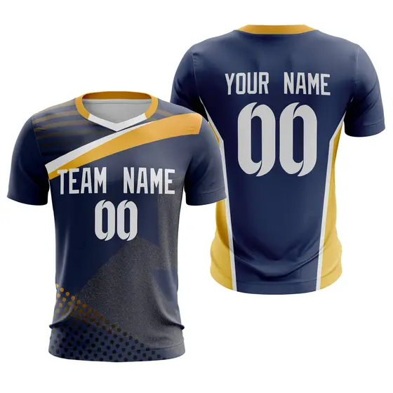 Navy Orange Breathable Soccer Jersey