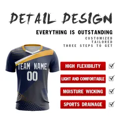 Navy Orange Breathable Soccer Jersey 2