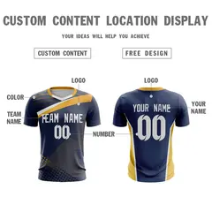 Navy Orange Breathable Soccer Jersey 4