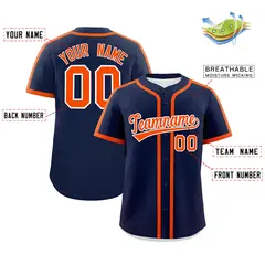Navy Orange Classic Authentic Baseball Jersey 2