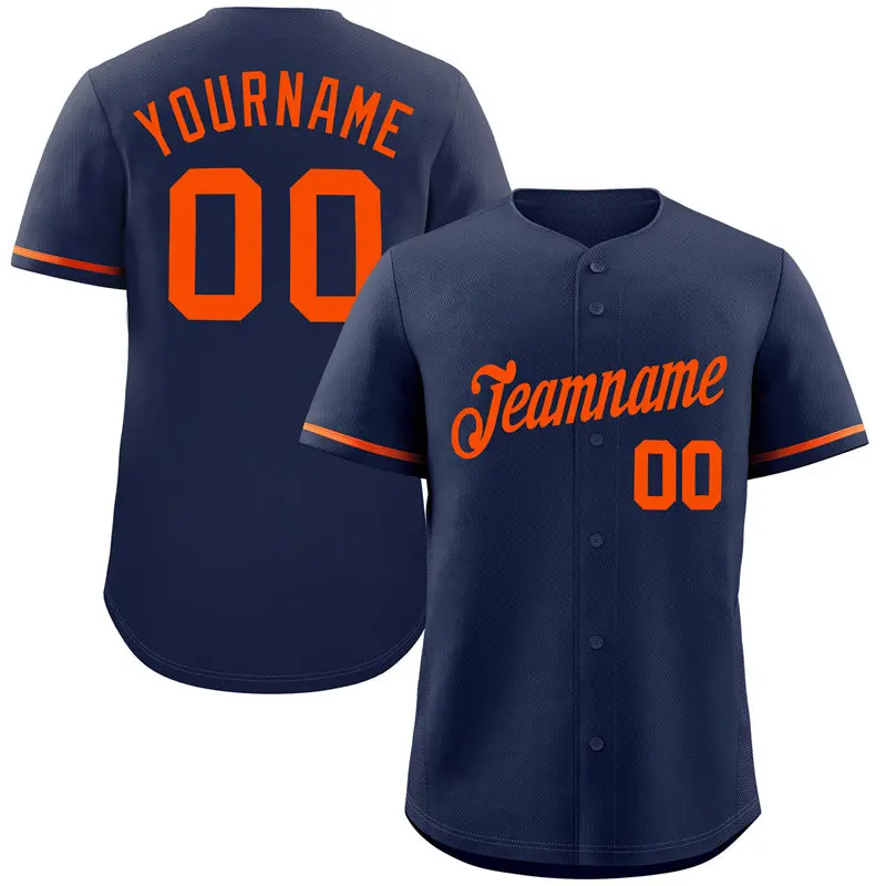Navy Orange Classic Authentic Baseball Jersey