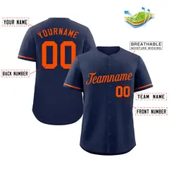 Navy Orange Classic Authentic Baseball Jersey 2