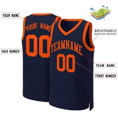 Navy Orange Classic Basketball Jersey 2