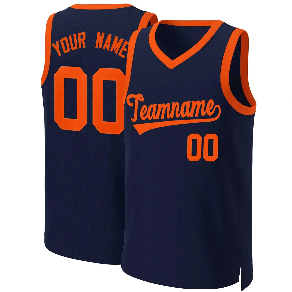 Navy Orange Classic Basketball Jersey