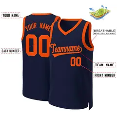 Navy Orange Classic Basketball Jersey 2