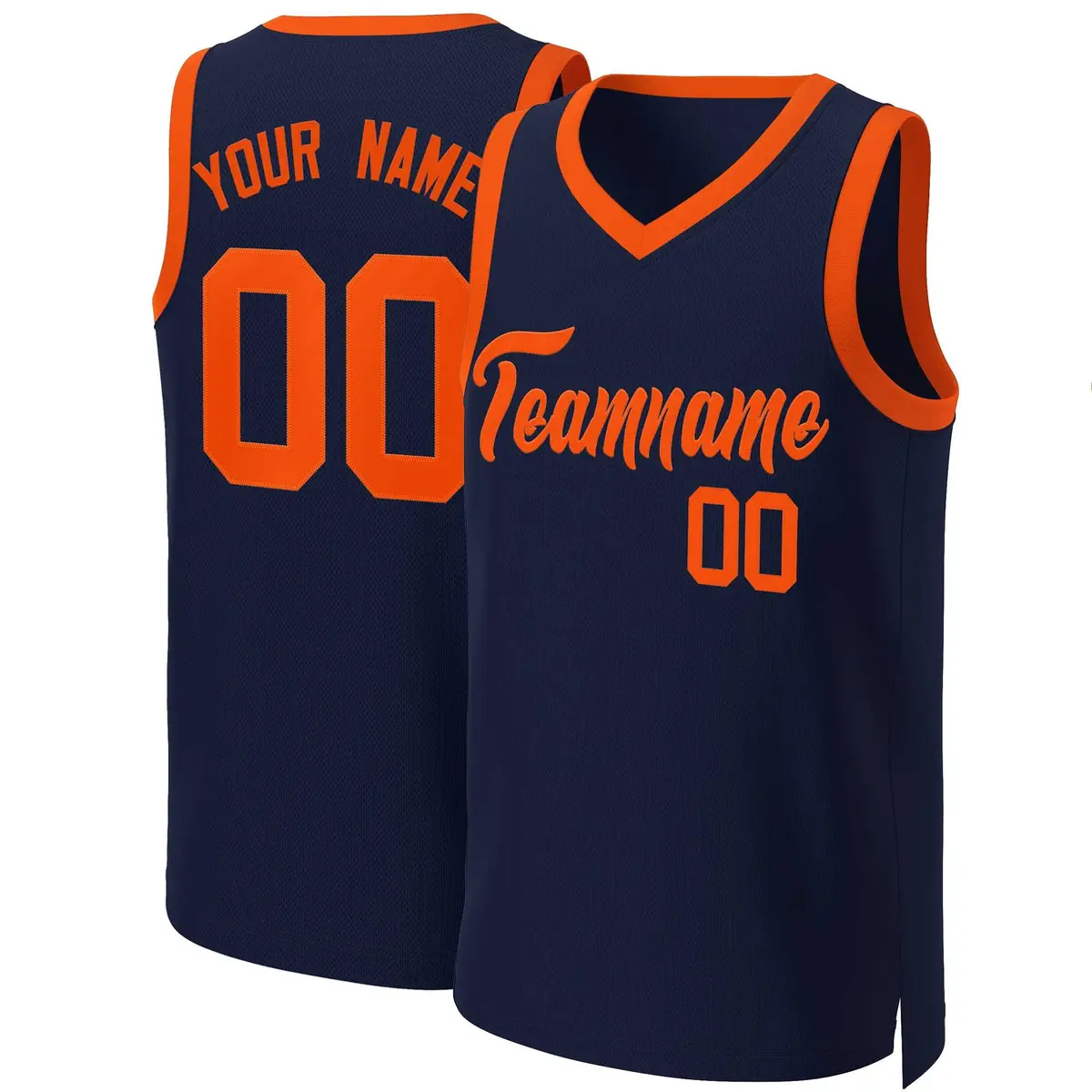 Navy Orange Classic Basketball Jersey