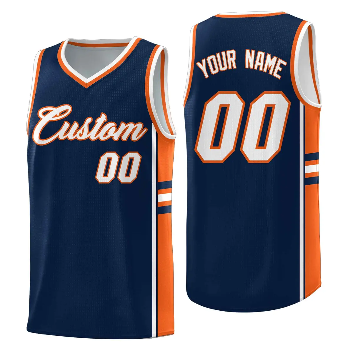 Navy Orange Classic Color Block Uniform Basketball Jersey