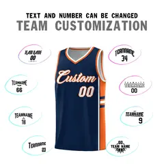 Navy Orange Classic Color Block Uniform Basketball Jersey 4