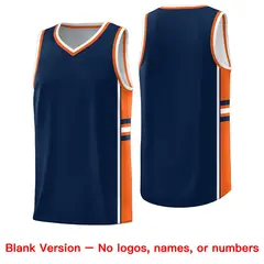 Navy Orange Classic Color Block Uniform Basketball Jersey 6