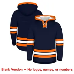 Navy Orange Classic Lace-Up Neck Hockey Hoodie 7