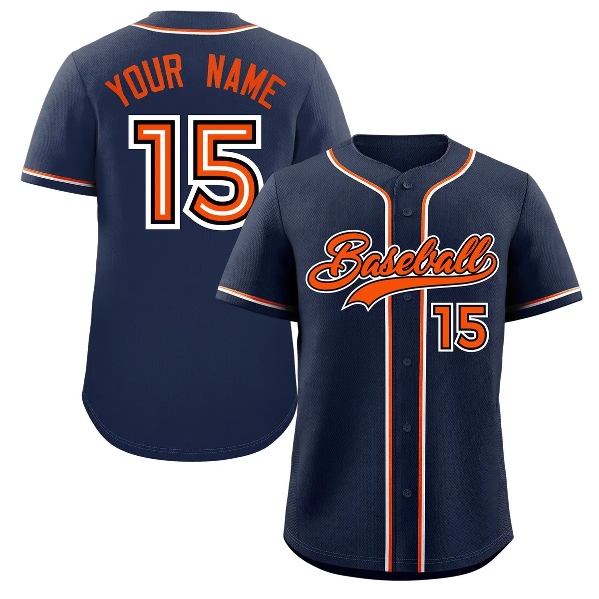 Navy Orange Classic Style Authentic Baseball Jersey