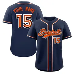 Navy Orange Classic Style Authentic Baseball Jersey