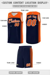 Navy Orange Classic Team Sports Basketball Jersey 5