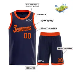 Navy Orange Classic Team Sports Basketball Jersey 3