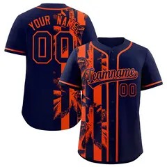 Navy Orange Coconut Tree Split Baseball Jersey