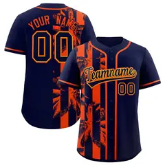 Navy Orange Coconut Tree Split Baseball Jersey