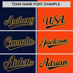 Navy Orange Coconut Tree Split Baseball Jersey 3