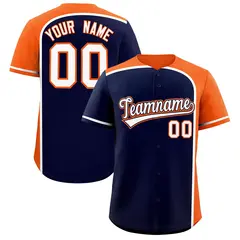 Navy Orange Color Block Authentic Baseball Jersey 1