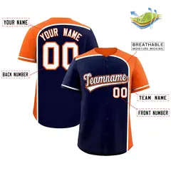 Navy Orange Color Block Authentic Baseball Jersey 2