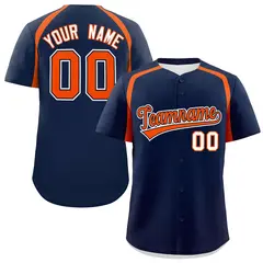 Navy Orange Color Block Authentic Baseball Jersey 1