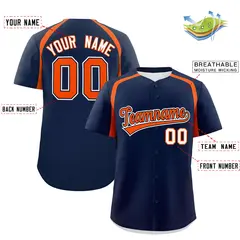 Navy Orange Color Block Authentic Baseball Jersey 2