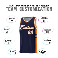 Navy Orange Color Block Quick-Drying Basketball Jersey 4