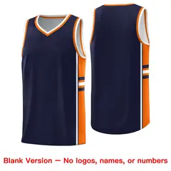 Navy Orange Color Block Quick-Drying Basketball Jersey 6